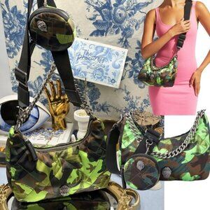 🆕 KURT GEIGER LONDON 🧿 NWOT Recycled Nylon Multi Crossbody Bag, Camo Bird
